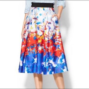 Milly “Katie” Watercolor Print Pleated Midi Skirt